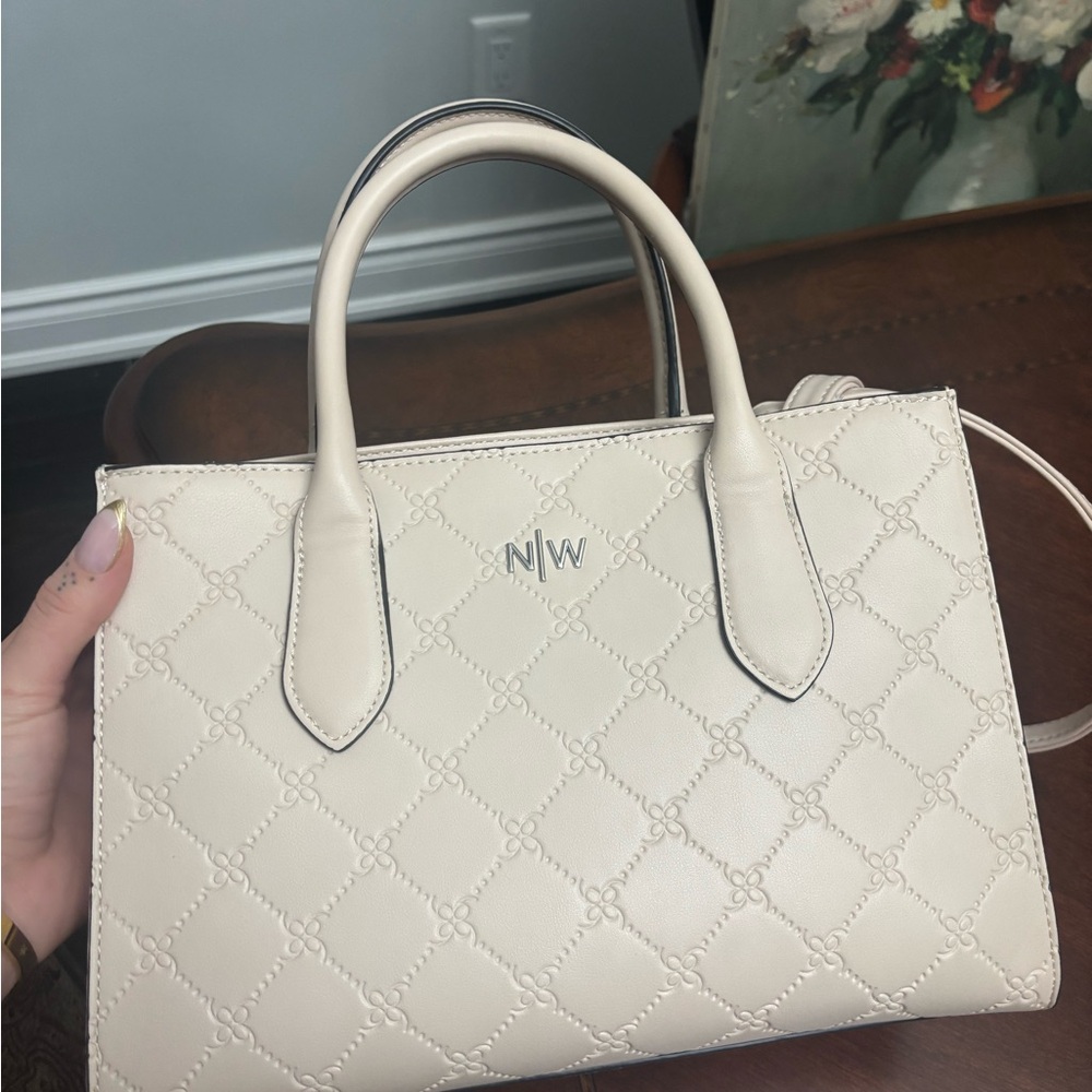 Nine West Beige Quilted Satchel